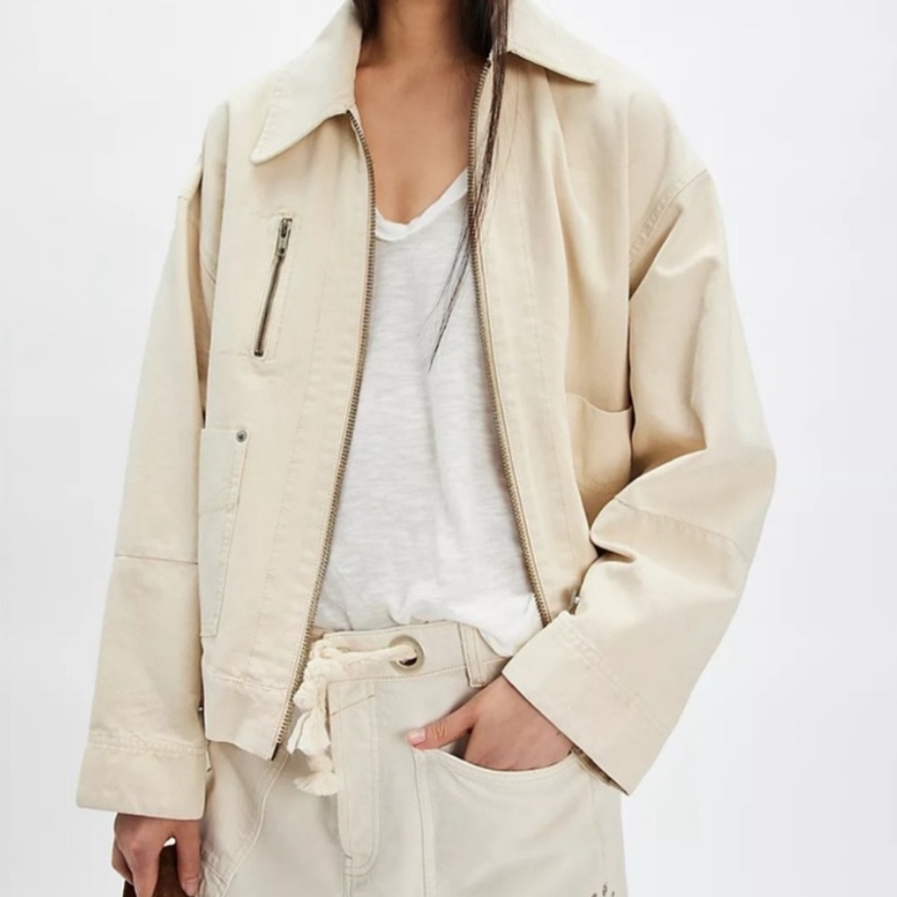 NWOT Free People We the Free Sally Solid Canvas Jacket Ivory